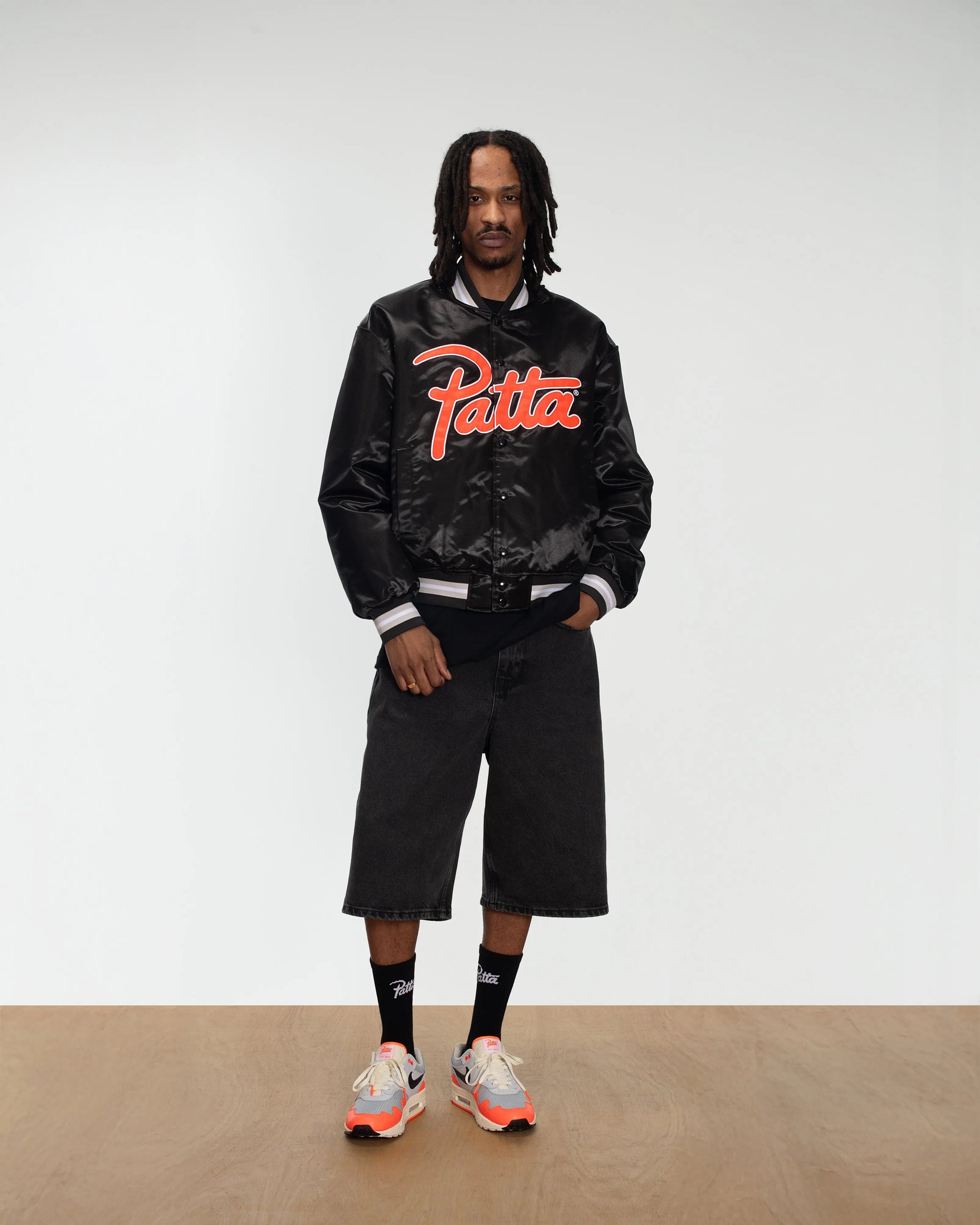 Patta Classic Satin Bomber Jacket (Black) Patta