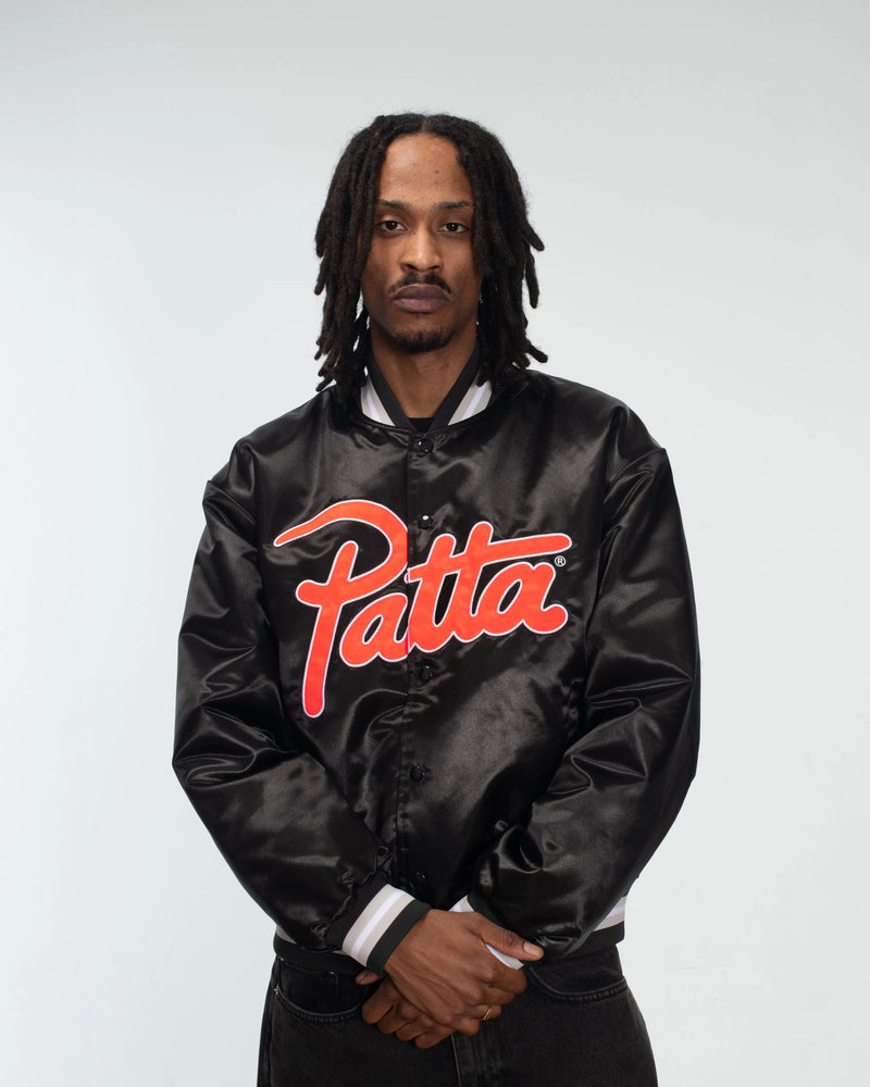 Patta Classic Satin Bomber Jacket (Black) Patta