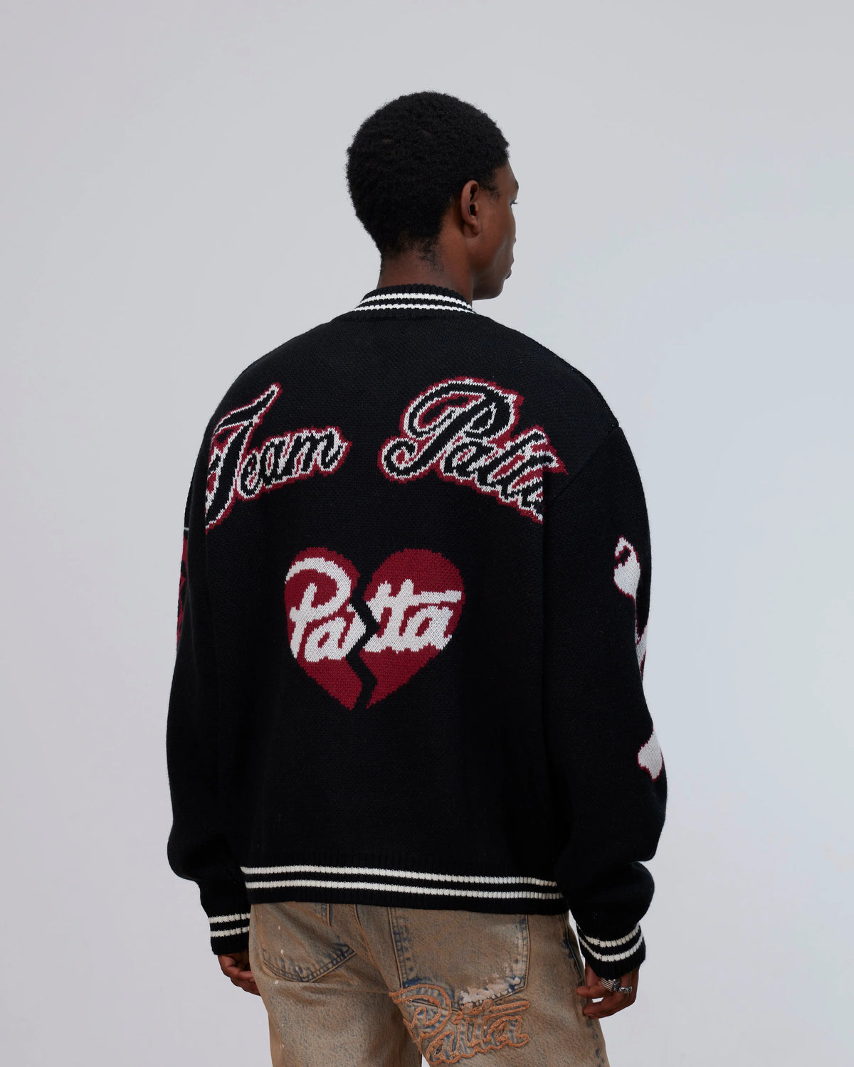 Patta Ribbed Knitted Cardigan (Grey Pinstripe) Patta