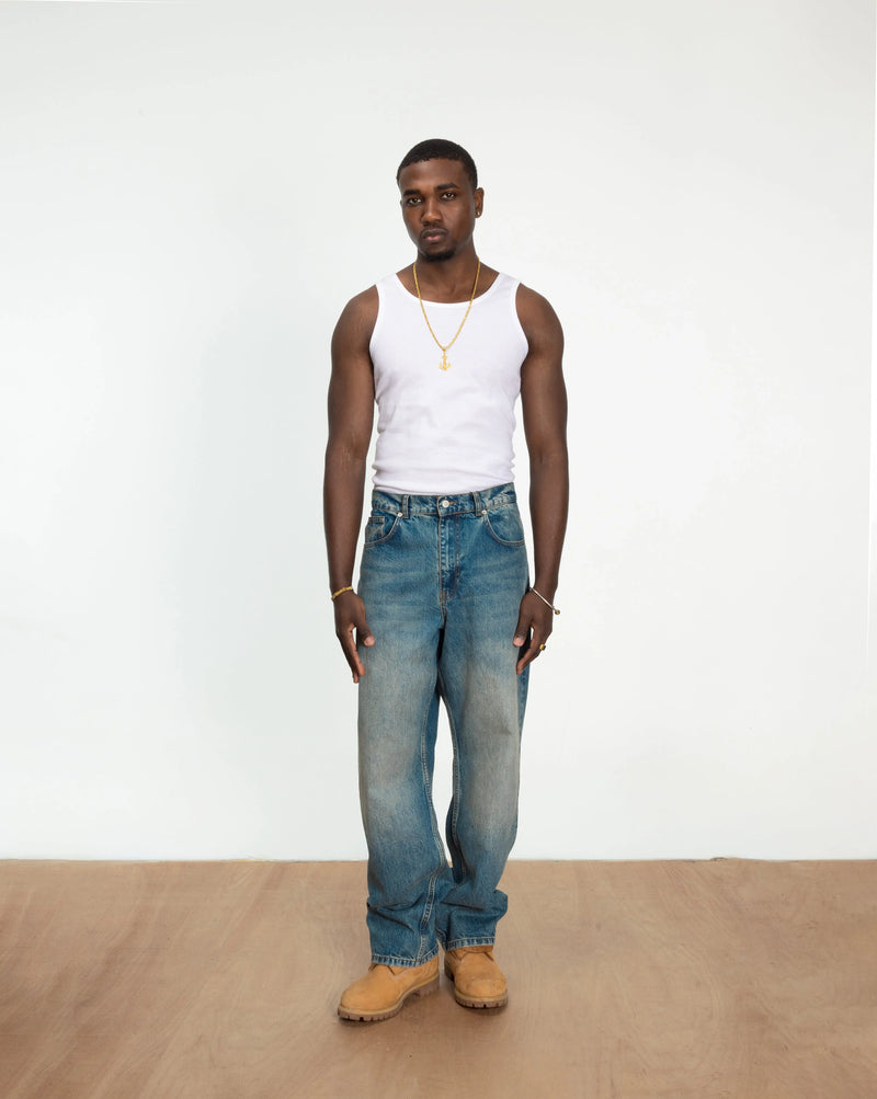 Patta Dirty Whiskers Denim Pants (Sandwashed Light Blue Denim) Patta