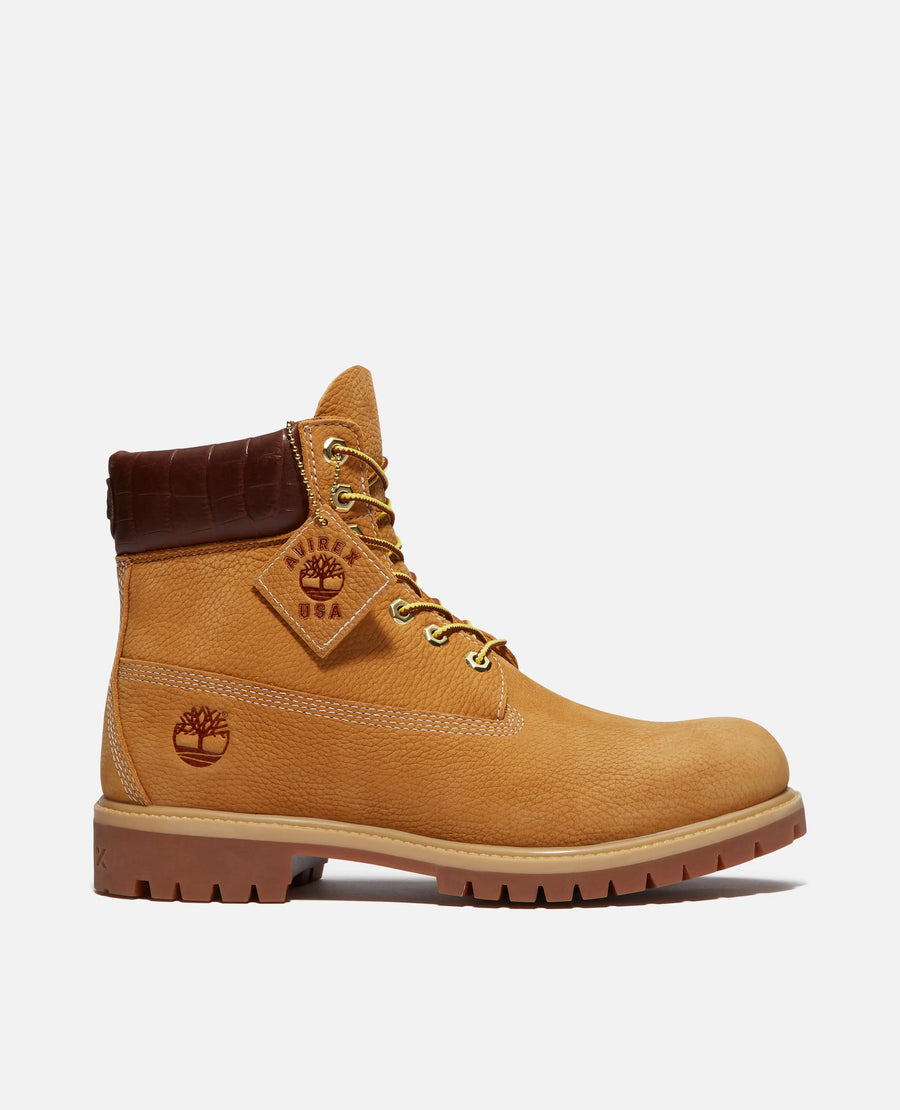 Avirex x Timberland Premium 6 INCH Lace Up Waterproof Boot (Wheat Nubuck/W MDBRN) Timberland